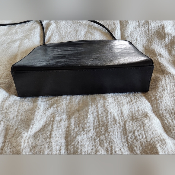 High Fashion Made in Italy Black Leather Bag Purse Crossbody Vintage Classic - Picture 5 of 15